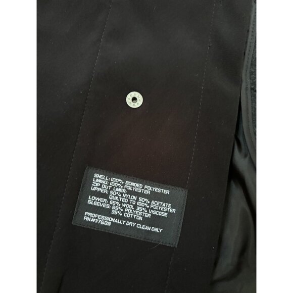 Calvin Klein Mens Dress Overcoat Size XL Black Full Zip w/ Removeable Wool Liner - Picture 6 of 10